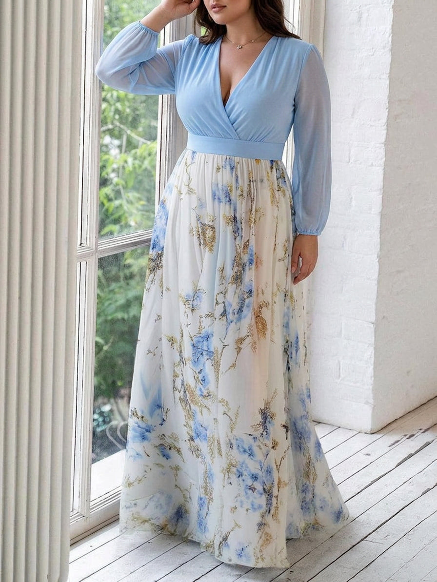 Madeleine | Stunning Floral Print V-Neck Maxi Dress