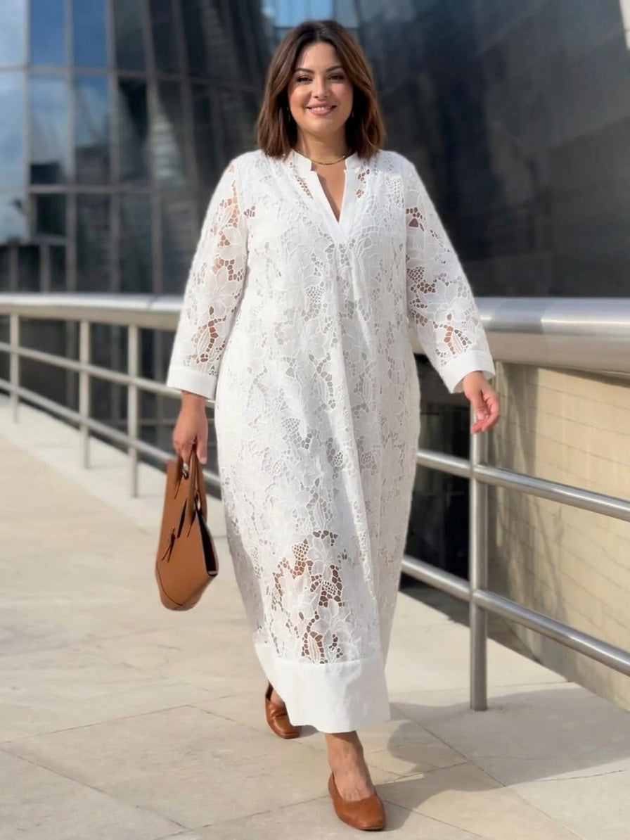 Willow | Beach Glam Flower V-Neck Midi Dress