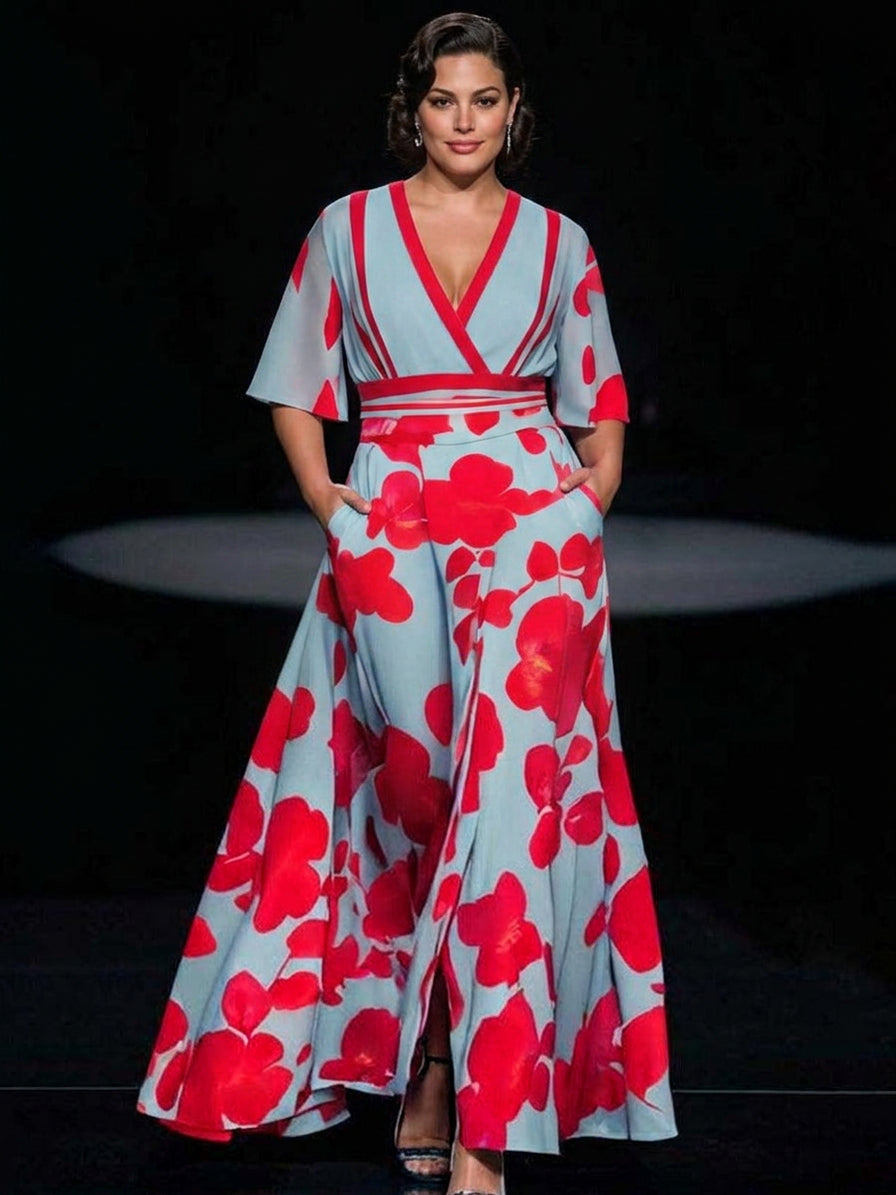 Lea | Seaside Glam Elegant Mid Sleeve Maxi Dress Ensemble