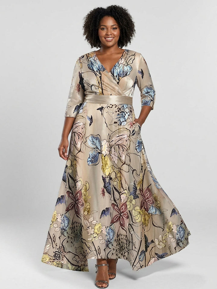 Lea | Seaside Glam Elegant Mid Sleeve Maxi Dress Ensemble
