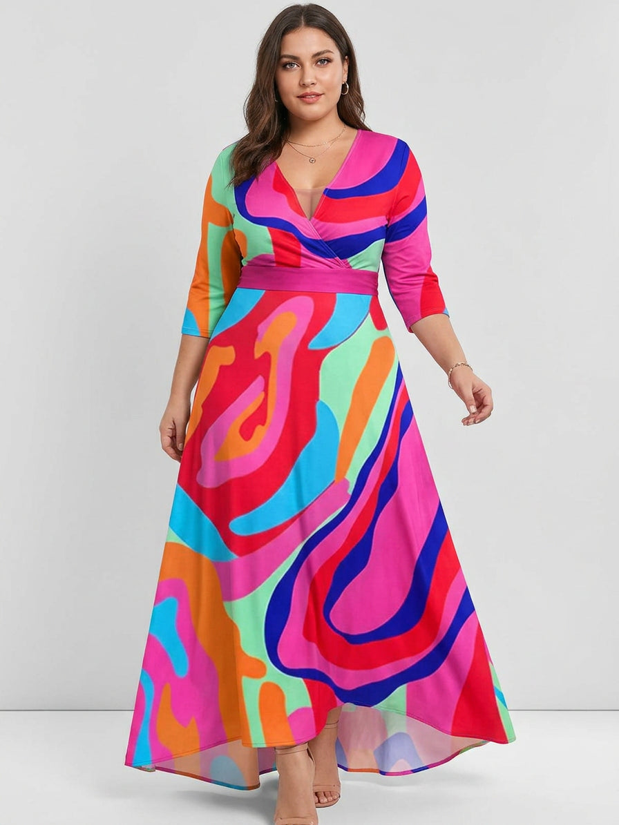 Lea | Seaside Glam Elegant Mid Sleeve Maxi Dress Ensemble