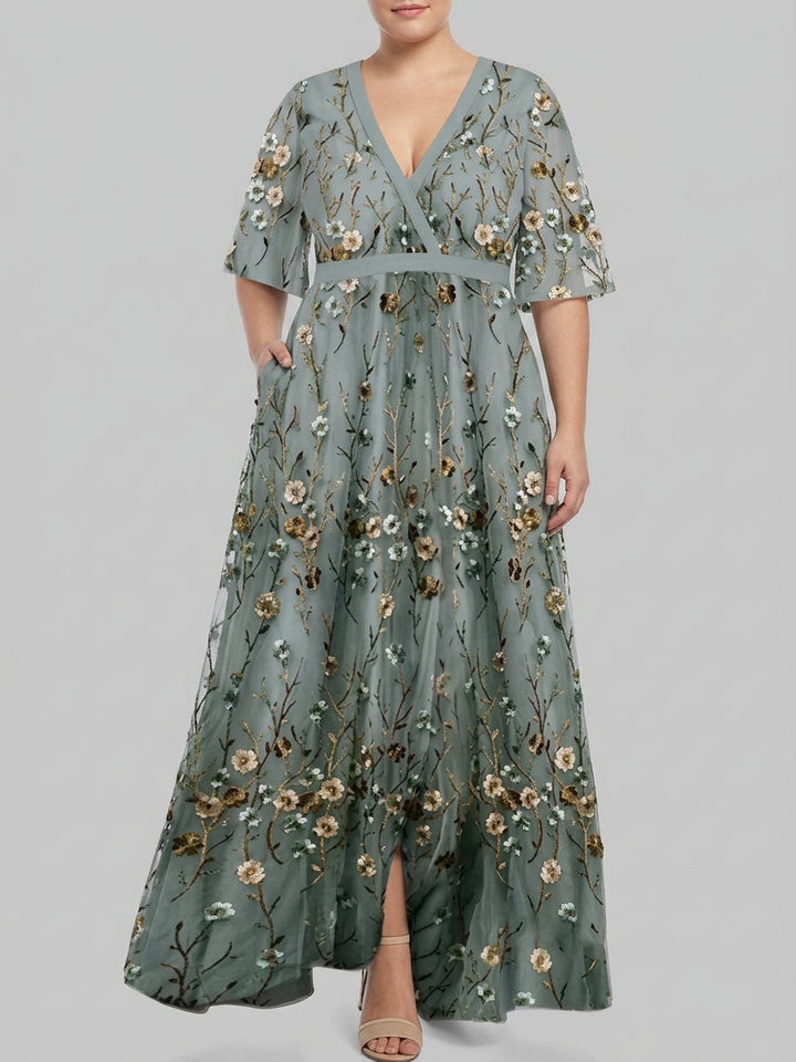 Lea | Seaside Glam Elegant Mid Sleeve Maxi Dress Ensemble