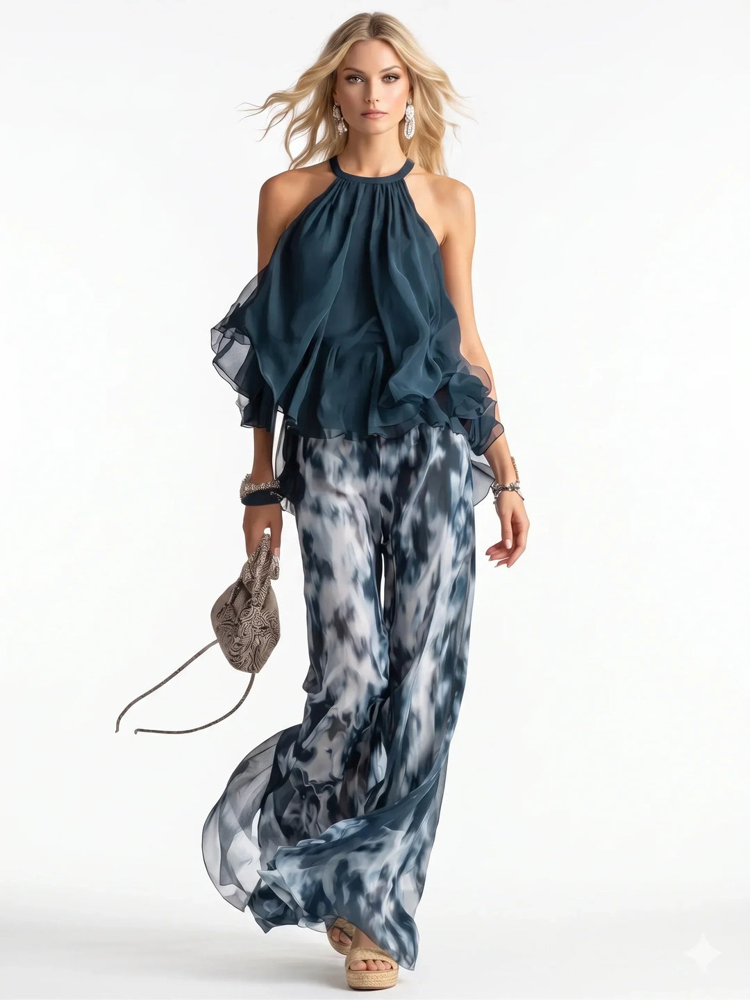 Elegant two-piece chiffon set
