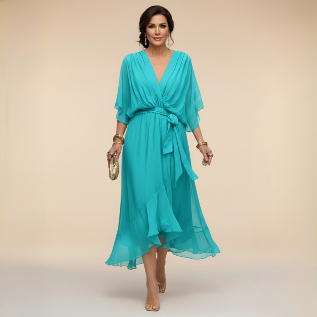 Sarah | Sandra Chiffon V-Neck Dress