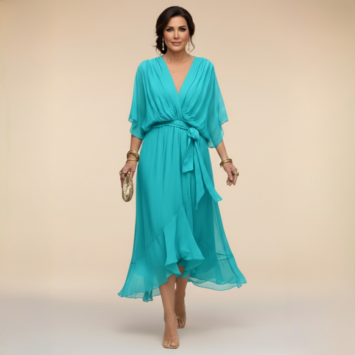 Sarah | Sandra Chiffon V-Neck Dress