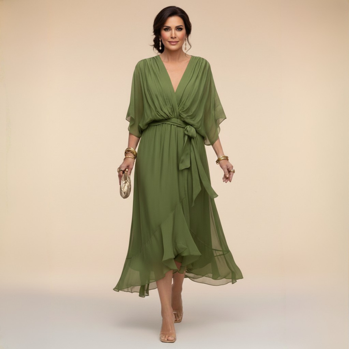 Sarah | Sandra Chiffon V-Neck Dress
