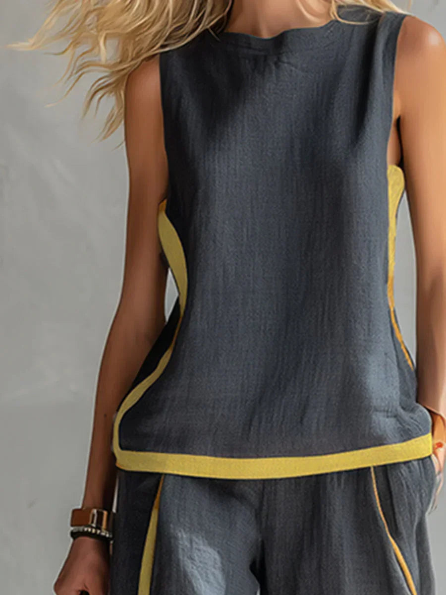 Elisa | Fluid Two-Piece Set with Contrast Details
