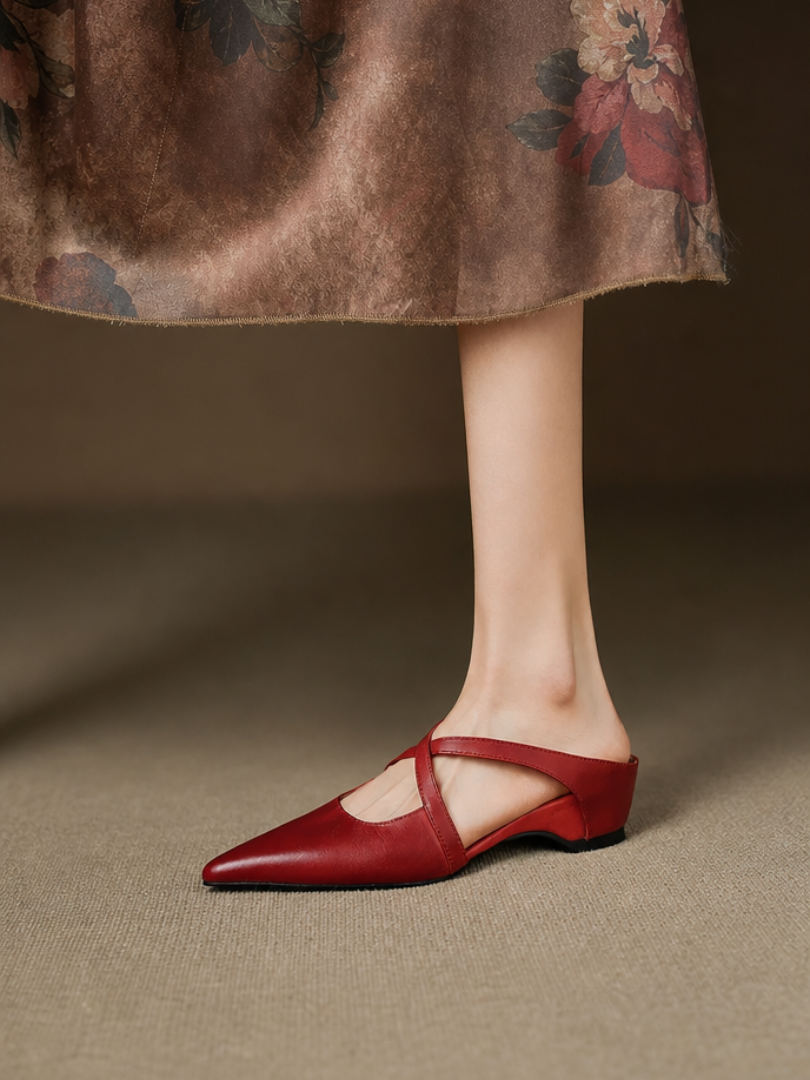 Aluna | Pointed-Toe Crisscross Strap Mules
