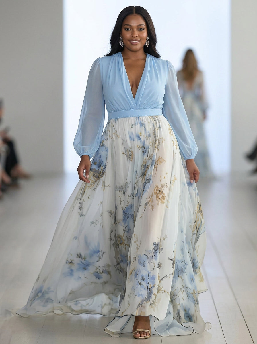 Madeleine | Stunning Floral Print V-Neck Maxi Dress