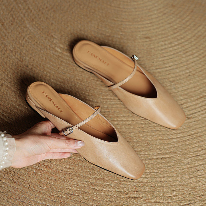 Miral | Square-Toe Mary Jane Flat Mules