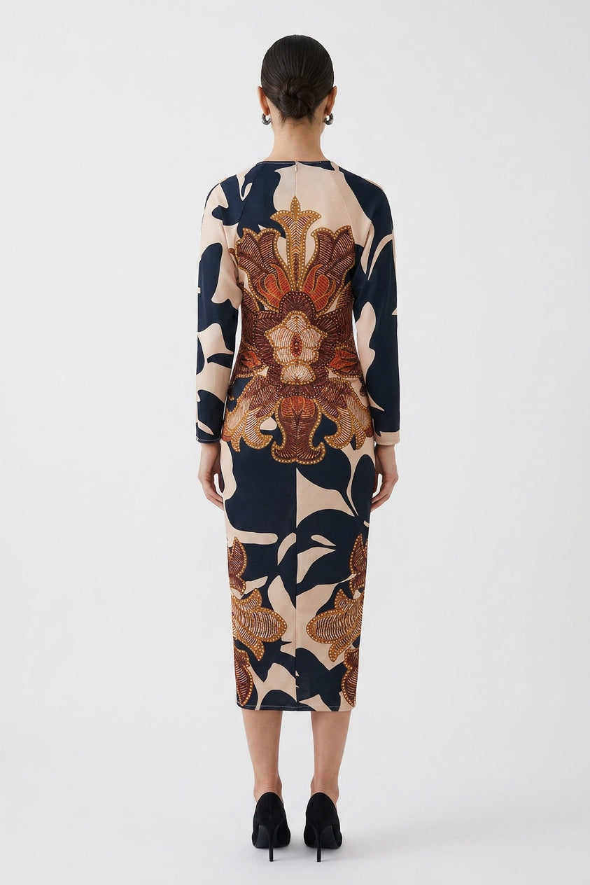 Eva | Sun Escape Unique Print Dolman Midi Dress