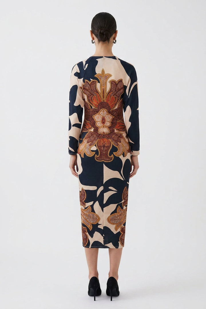 Eva | Sun Escape Unique Print Dolman Midi Dress