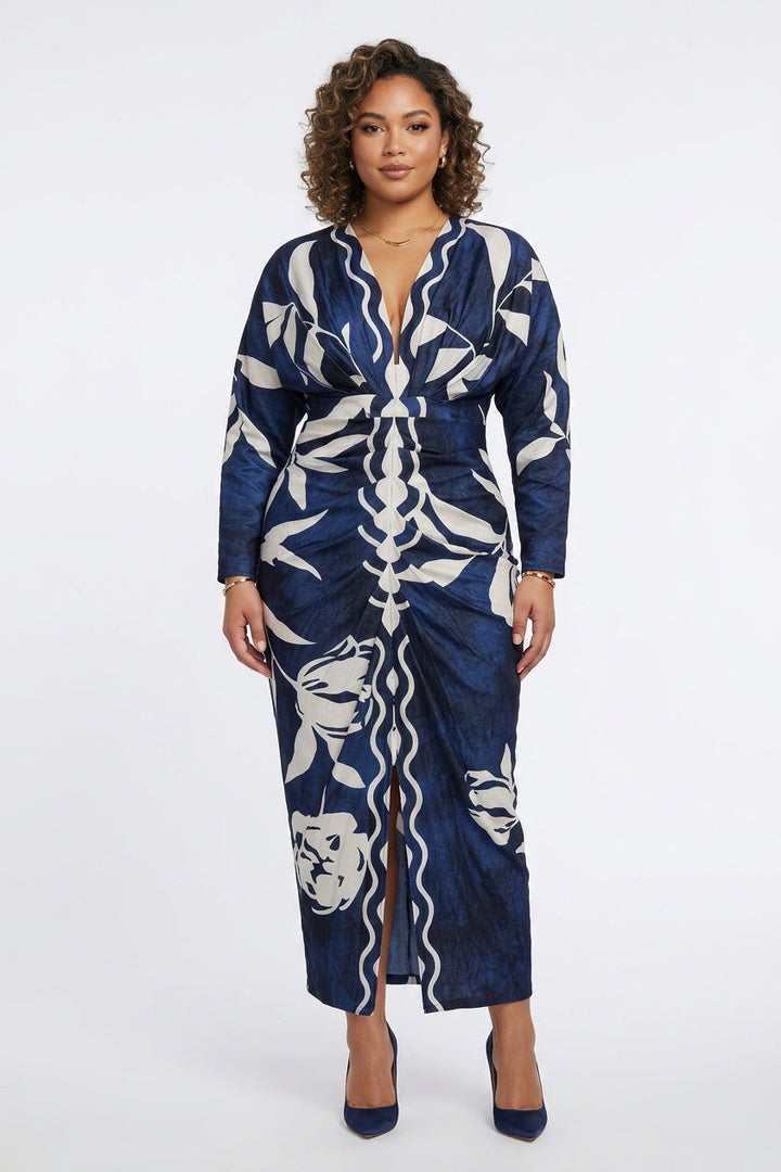 Eva | Sun Escape Unique Print Dolman Midi Dress