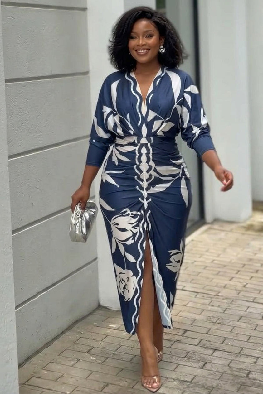 Eva | Sun Escape Unique Print Dolman Midi Dress