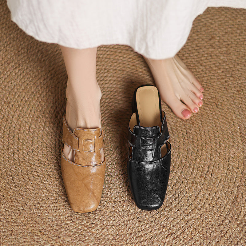 Ivora | Square-Toe Layered Strap Mules