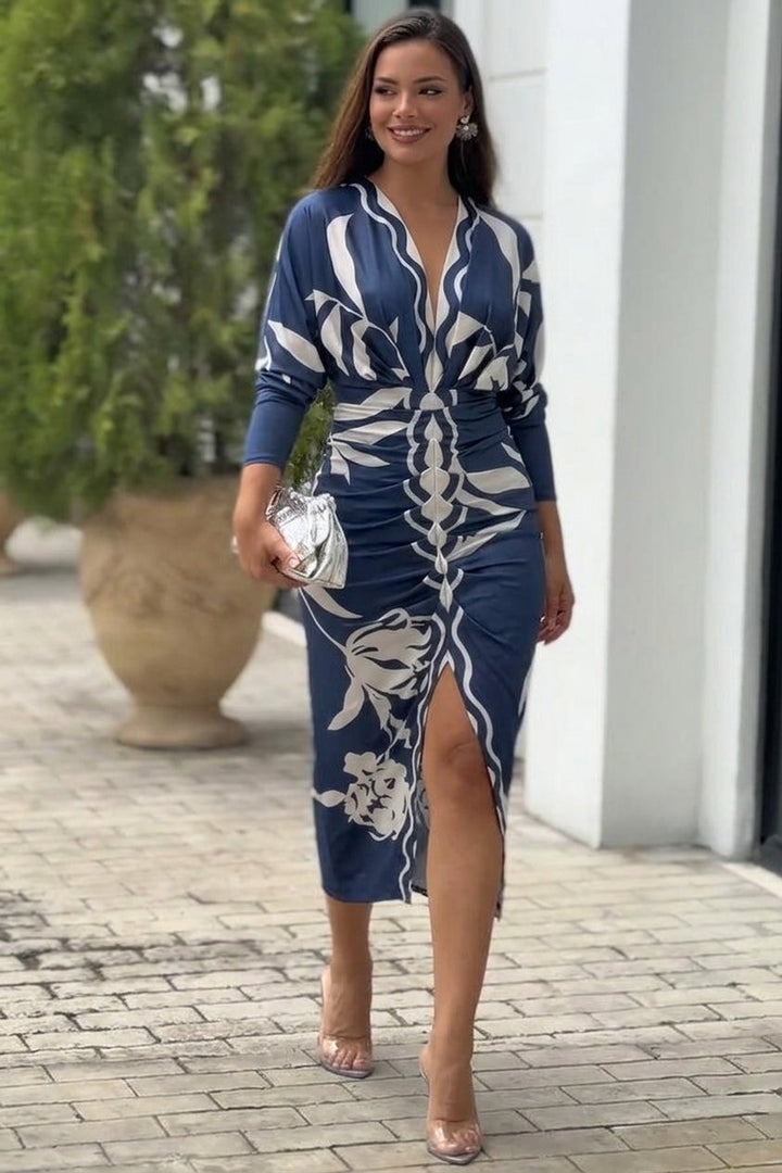 Eva | Sun Escape Unique Print Dolman Midi Dress