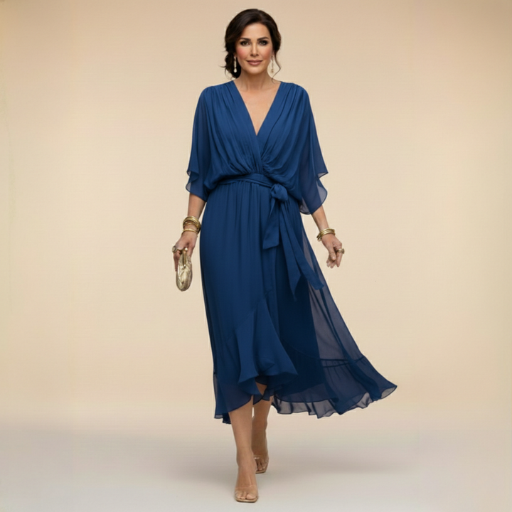 Sarah | Sandra Chiffon V-Neck Dress