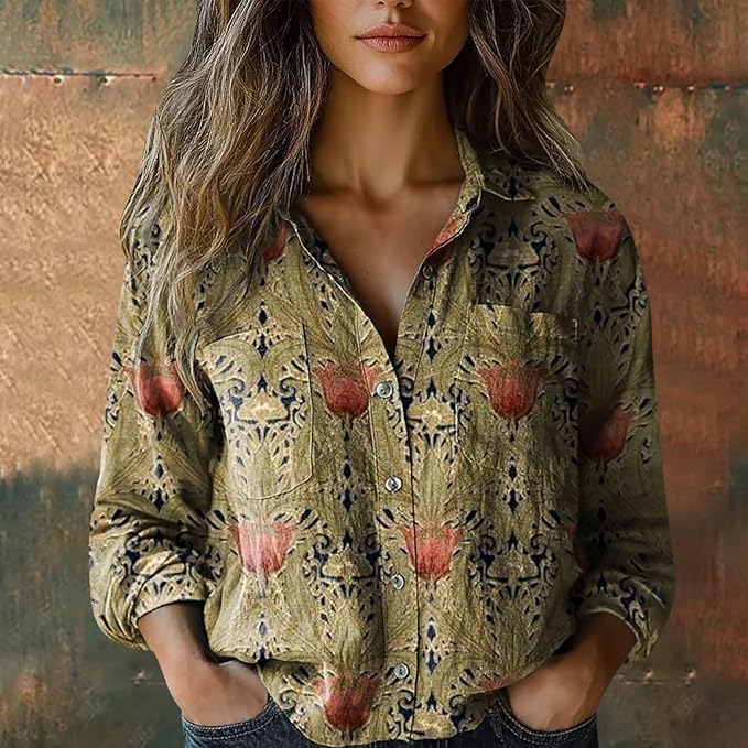 Sara™ | Vintage Floral-Print Blouse