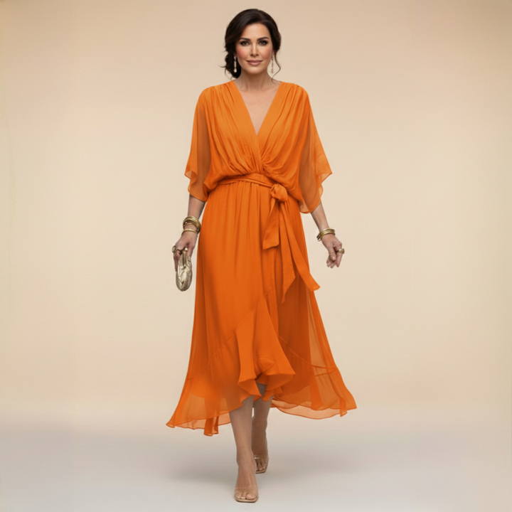 Sarah | Sandra Chiffon V-Neck Dress