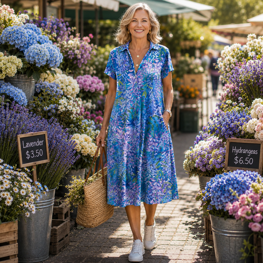 Romilly | Floral V-Neck Midi Dress