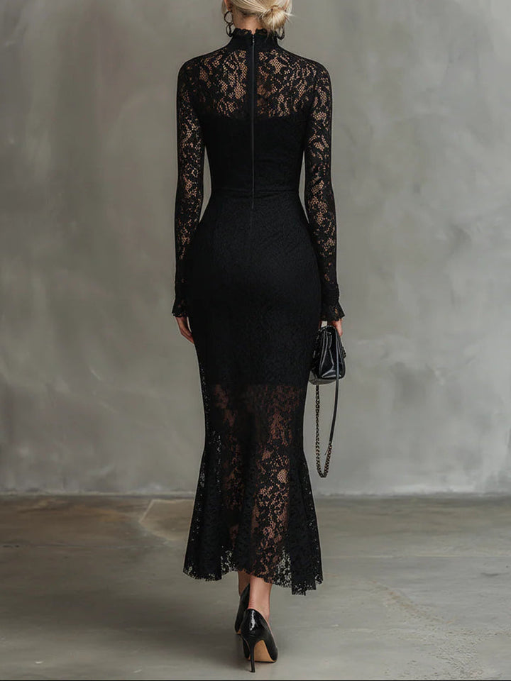 Julia | Black Lace Maxi Dress