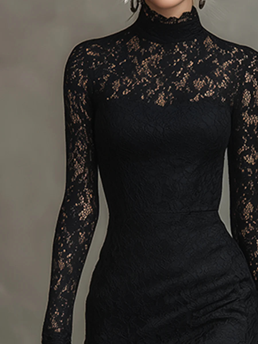 Julia | Black Lace Maxi Dress