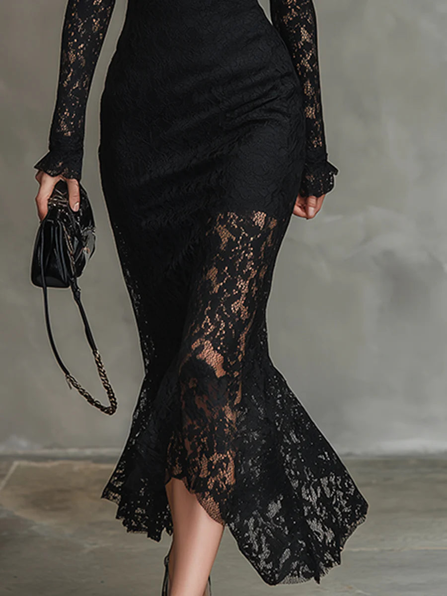 Julia | Black Lace Maxi Dress