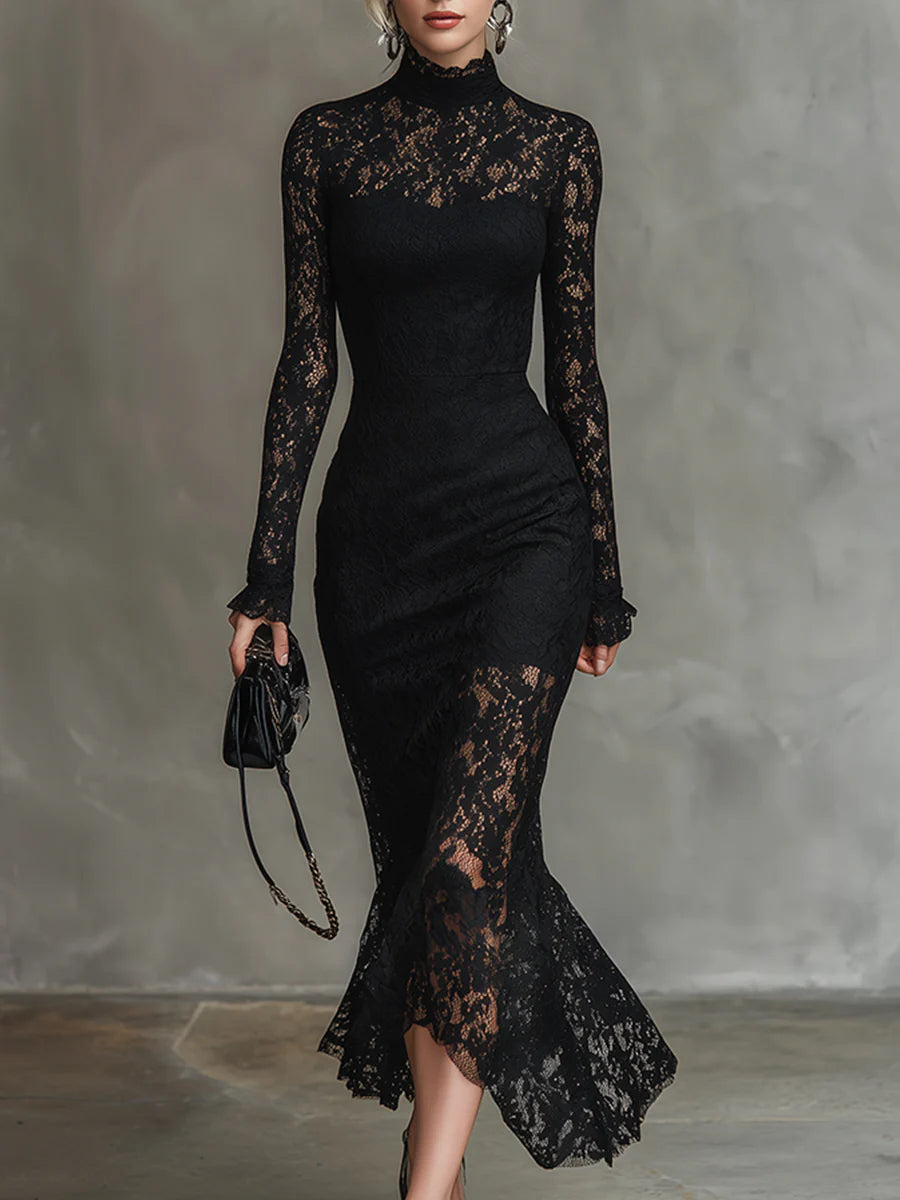 Julia | Black Lace Maxi Dress