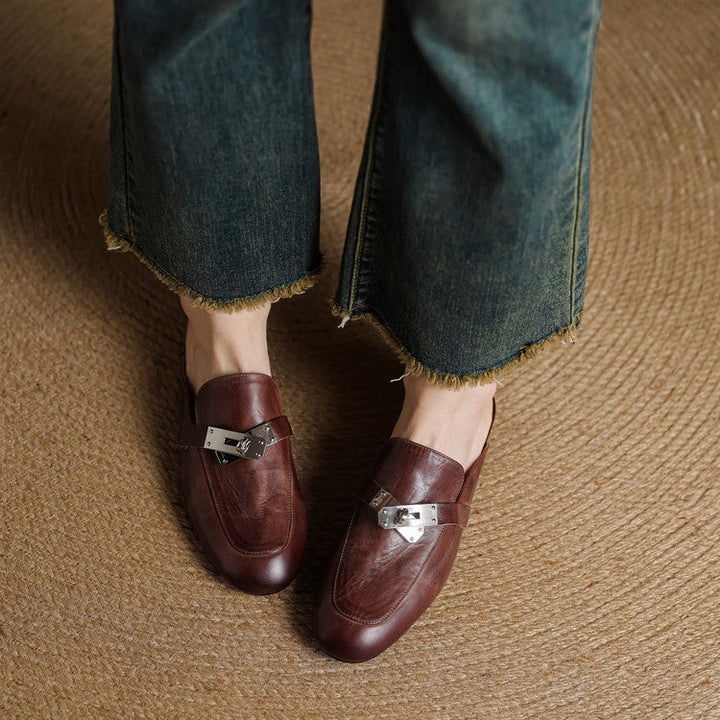 Carla | Rounded-Toe Hardware Accent Mules