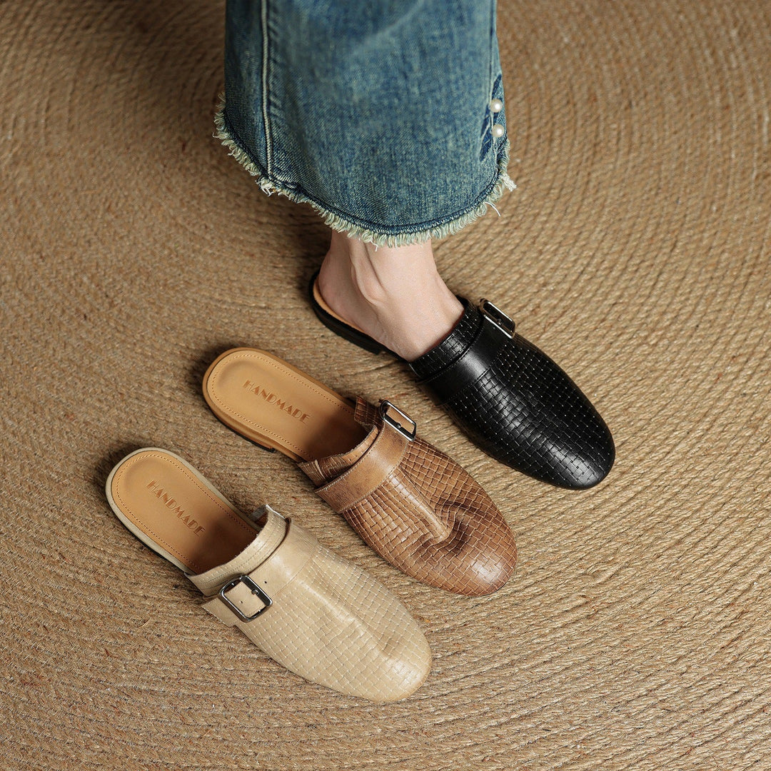 Emrie | Square-Toe Buckle Accent Mules