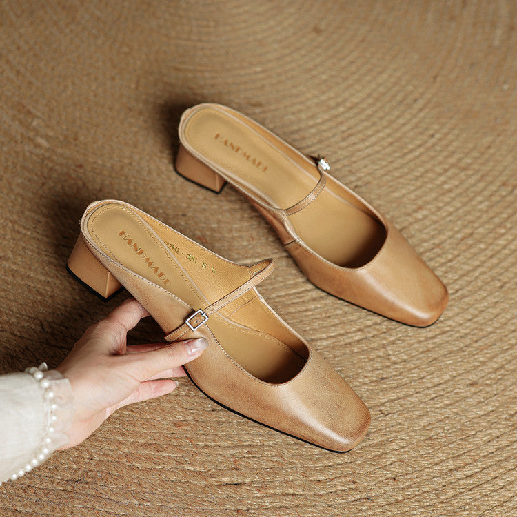 Esmer | Square-Toe Mary Jane Heel Mules