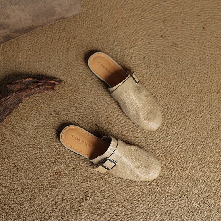 Emrie | Square-Toe Buckle Accent Mules