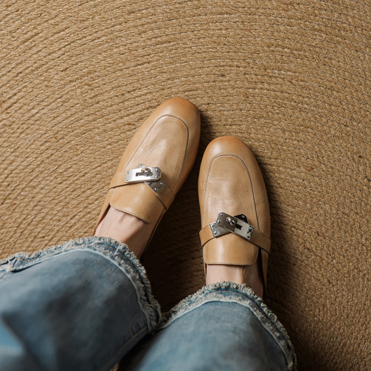 Carla | Rounded-Toe Hardware Accent Mules