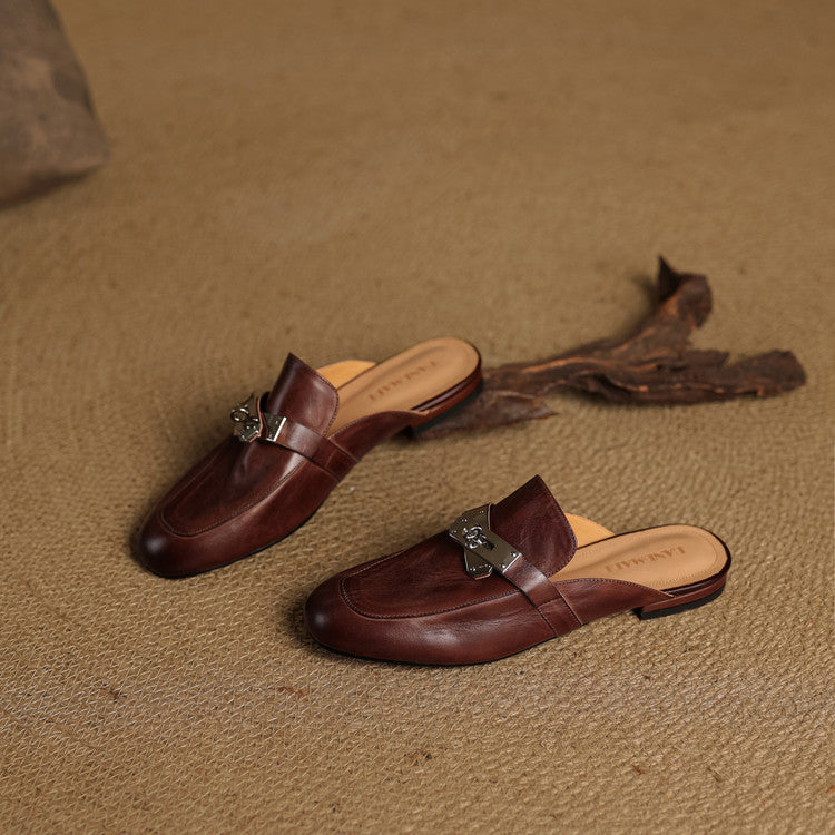 Carla | Rounded-Toe Hardware Accent Mules
