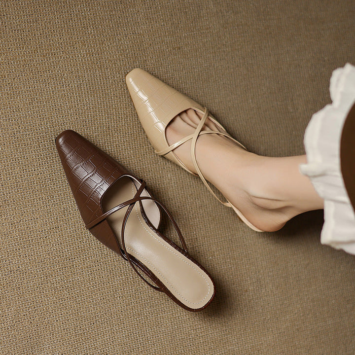 Mire | Pointed-Toe Crisscross Strap Heel Mules