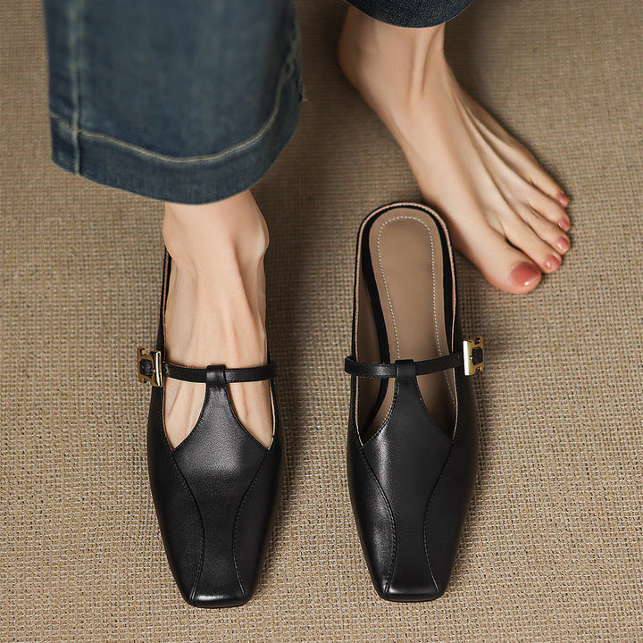 Keva | Square-Toe Mary Jane Heel Mules