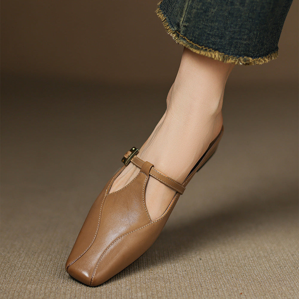 Keva | Square-Toe Mary Jane Heel Mules