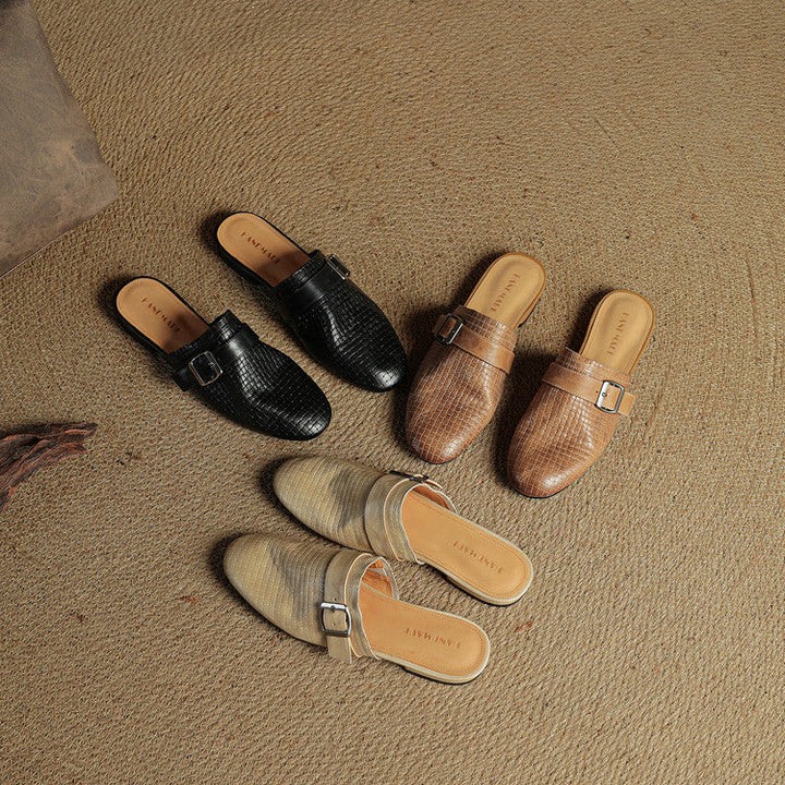 Emrie | Square-Toe Buckle Accent Mules