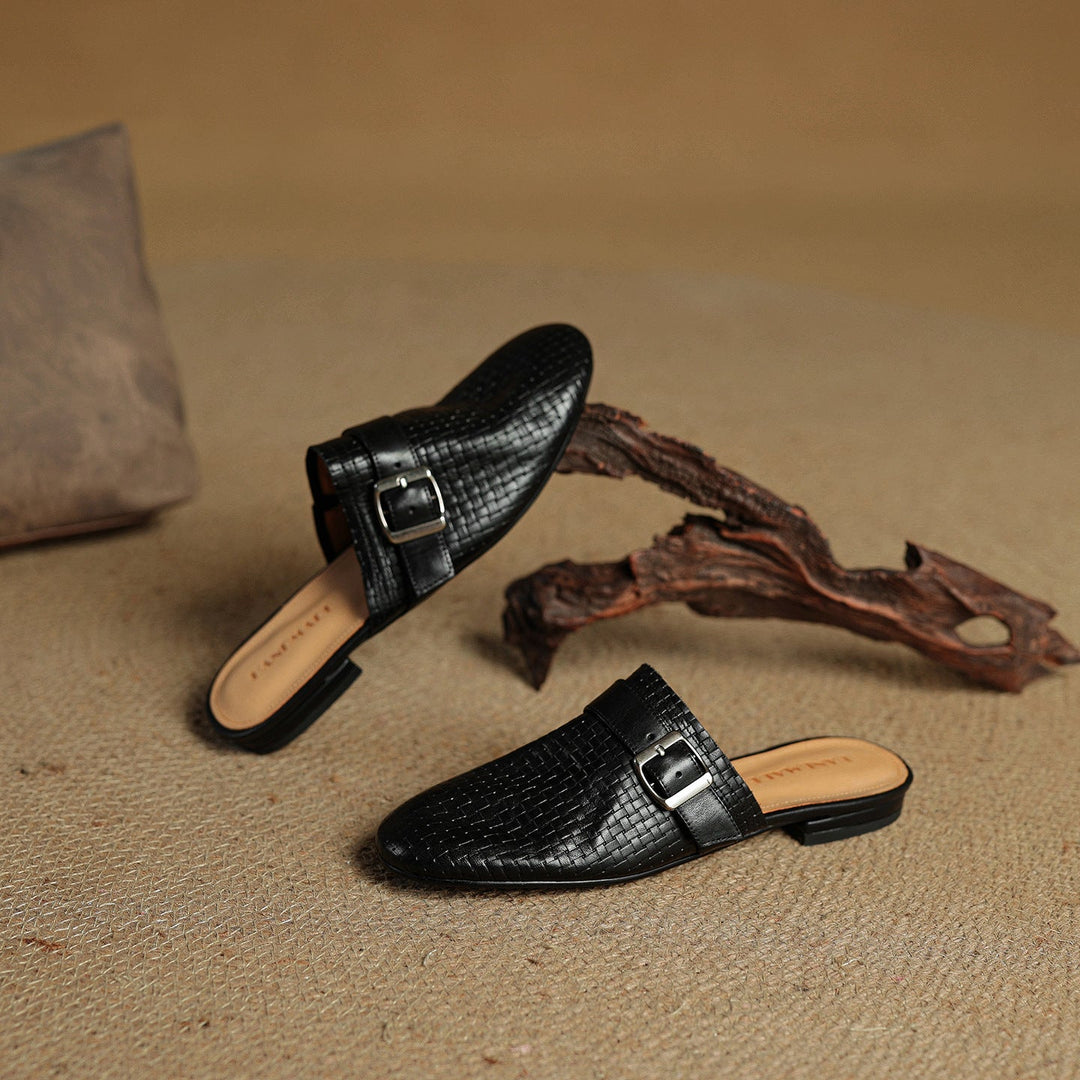 Emrie | Square-Toe Buckle Accent Mules