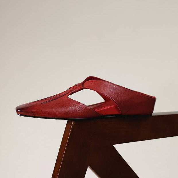 Olene | Square-Toe Pleated Strap Mules