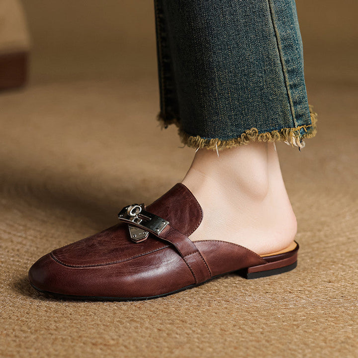 Carla | Rounded-Toe Hardware Accent Mules