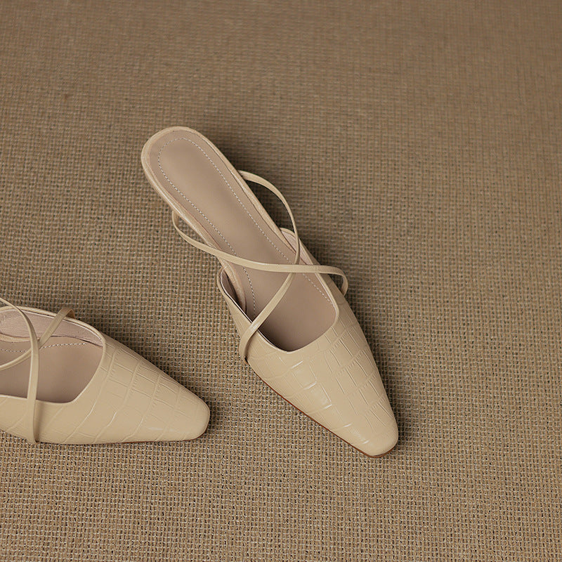 Mire | Pointed-Toe Crisscross Strap Heel Mules