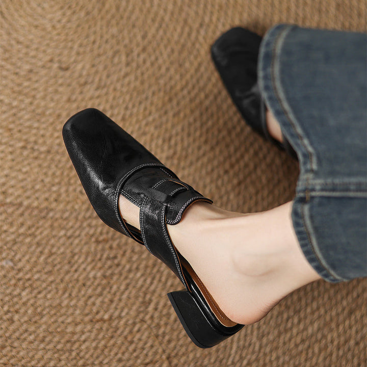 Ivora | Square-Toe Layered Strap Mules
