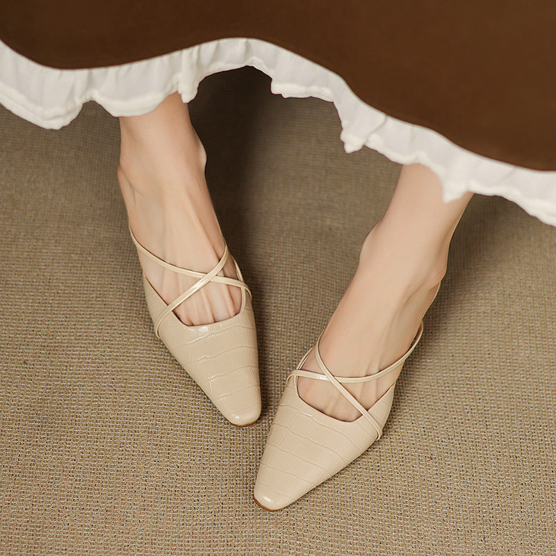 Mire | Pointed-Toe Crisscross Strap Heel Mules