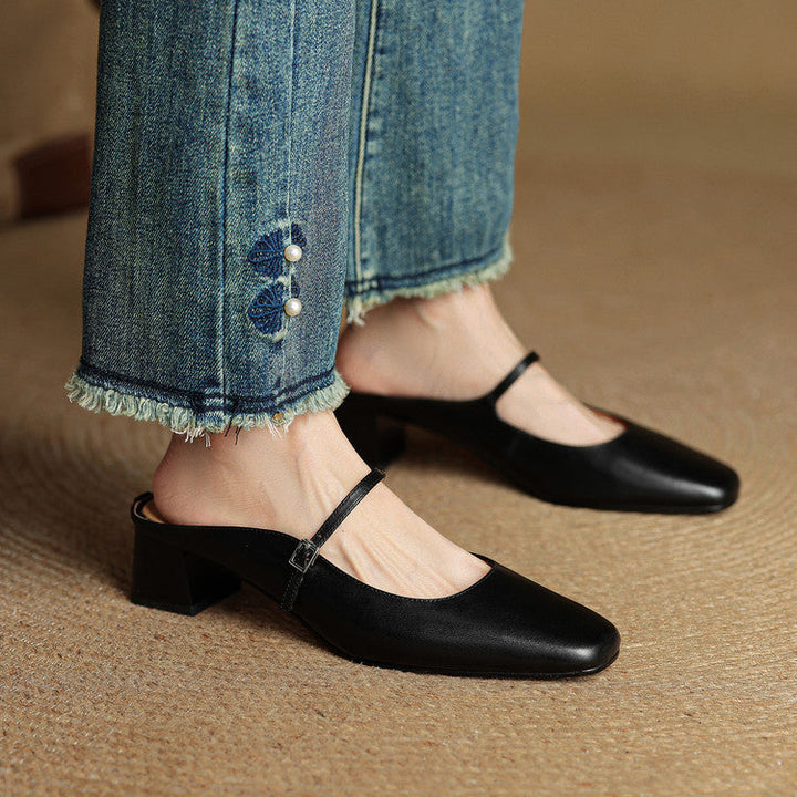 Esmer | Square-Toe Mary Jane Heel Mules