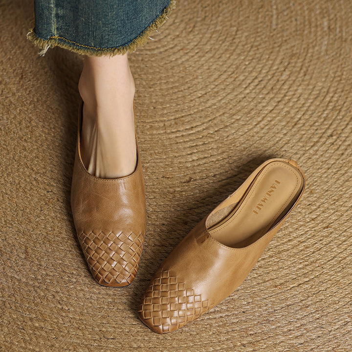 Dalvi | Textured Square-Toe Slip-On Mules