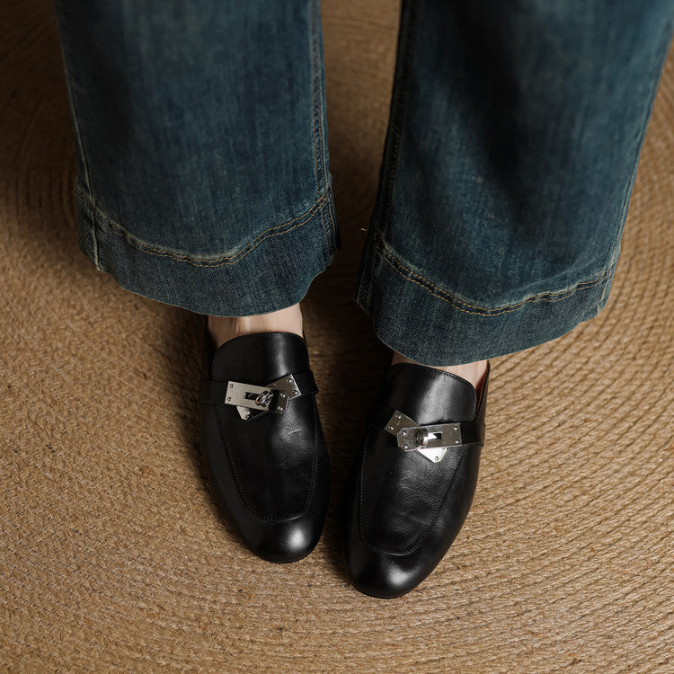 Carla | Rounded-Toe Hardware Accent Mules