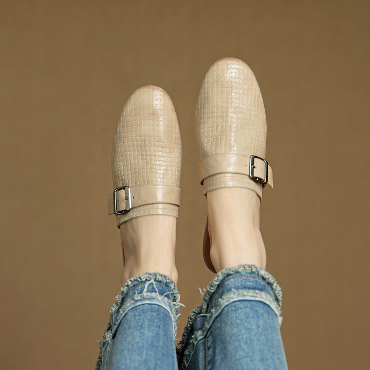 Emrie | Square-Toe Buckle Accent Mules