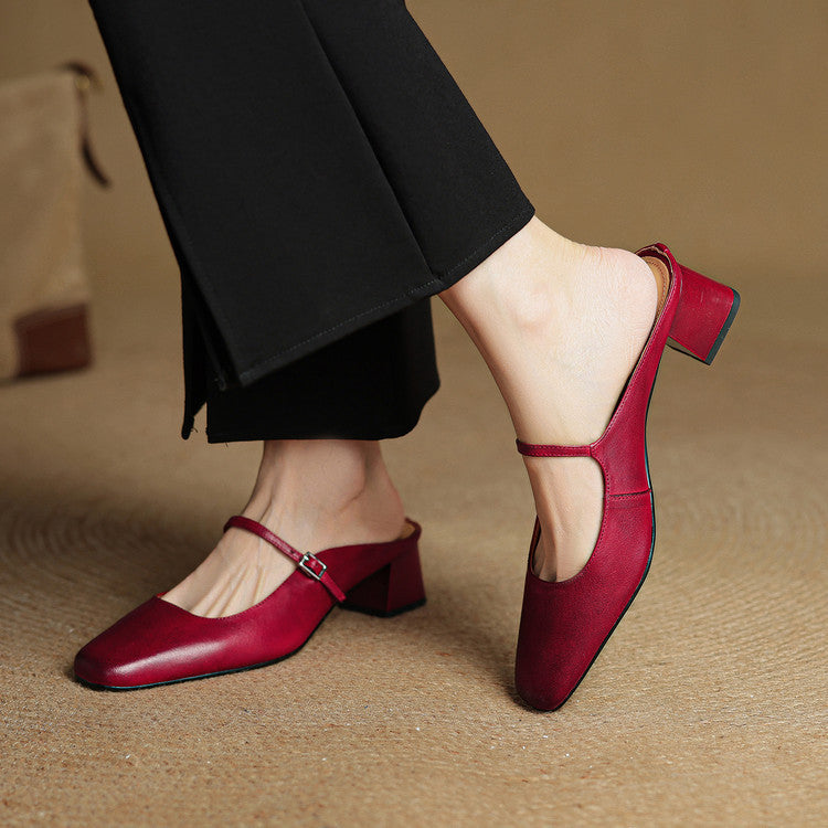 Esmer | Square-Toe Mary Jane Heel Mules