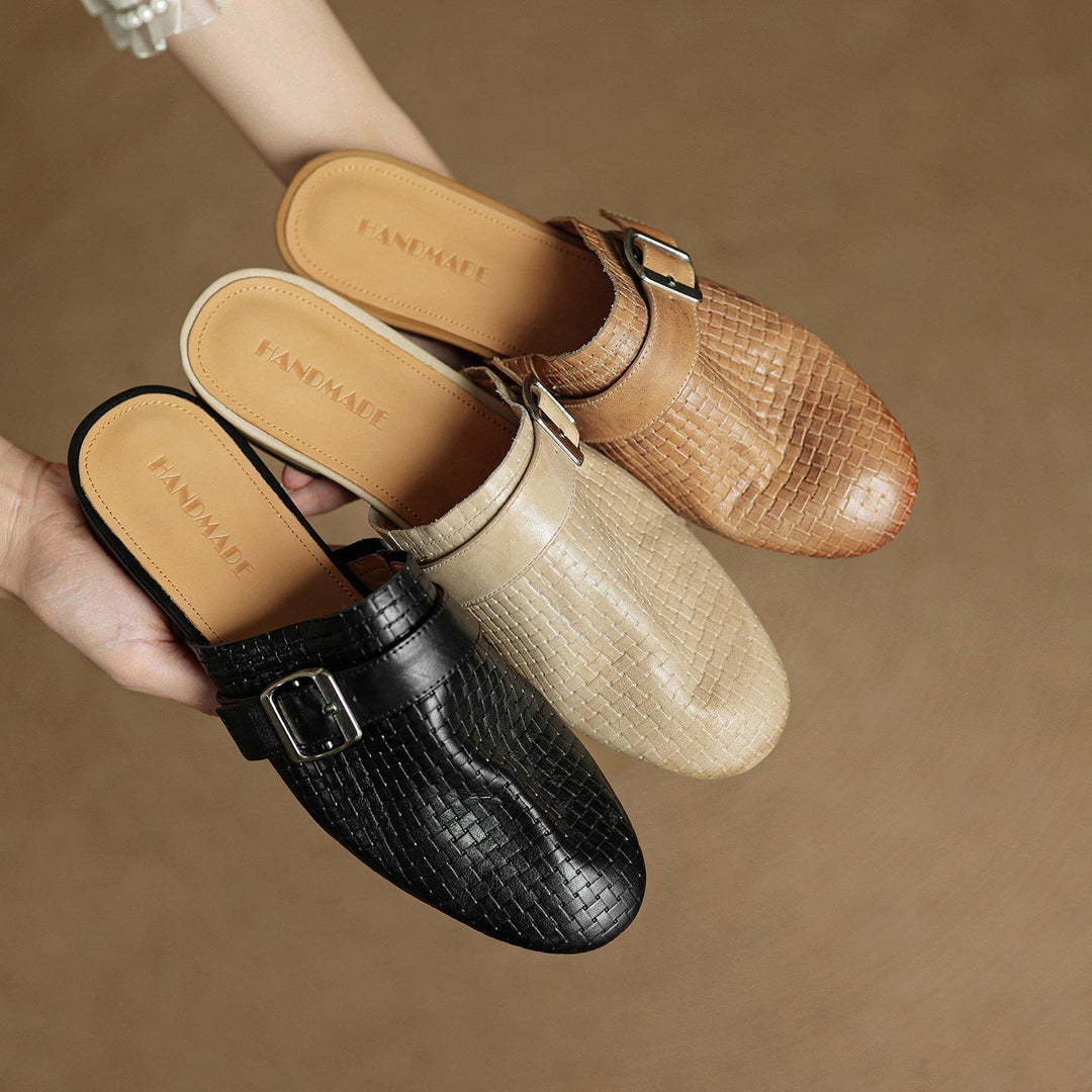 Emrie | Square-Toe Buckle Accent Mules